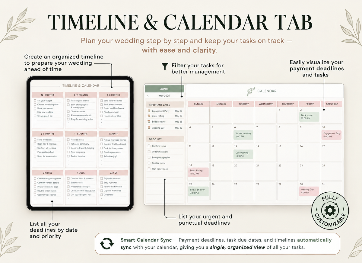 Wedding Planner Spreadsheet | Budget Tracker, Guest List, Seating Chart, Timeline & Checklist Template (Excel & Google Sheets)