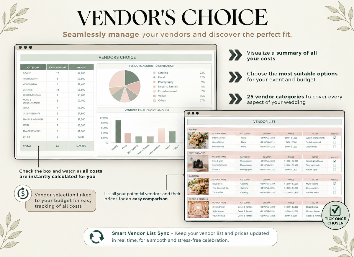 Wedding Planner Spreadsheet | Budget Tracker, Guest List, Seating Chart, Timeline & Checklist Template (Excel & Google Sheets)