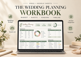 Wedding Planner Spreadsheet | Budget Tracker, Guest List, Seating Chart, Timeline & Checklist Template (Excel & Google Sheets)